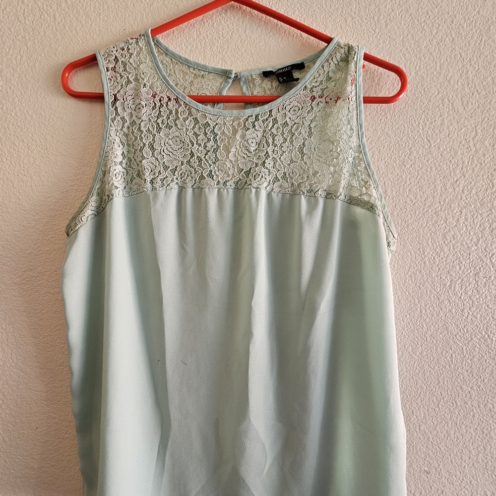 Forever 21 Mint Green Lace Tank Top